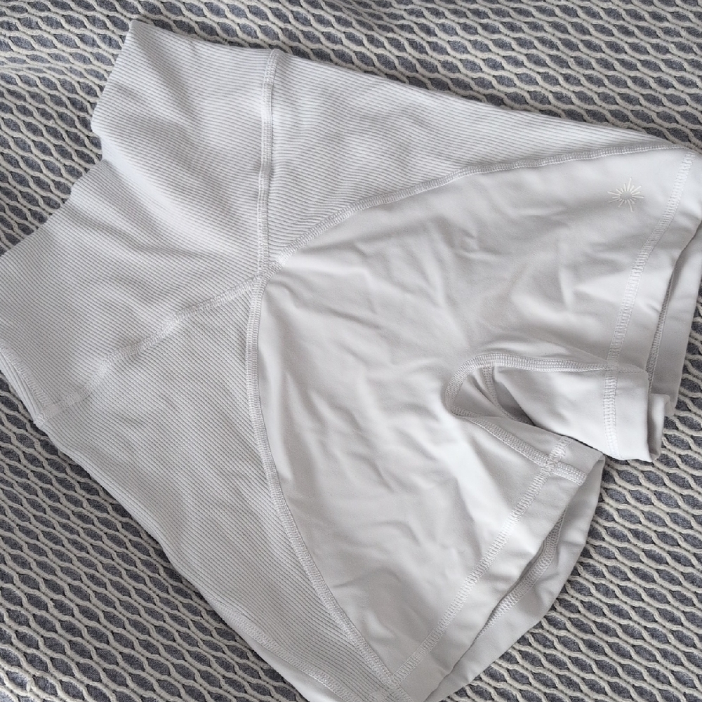 Aerie White Ribbed Bike Shorts Small